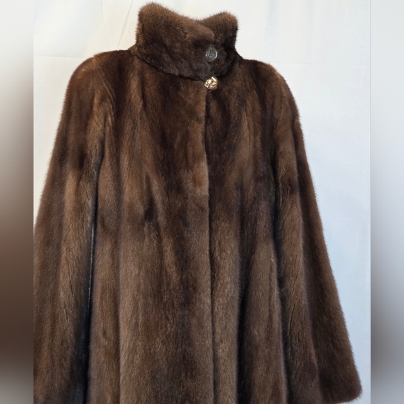 Luxurious Coat By MANAKA, NWT Women's Real Mink Fur, Scanbrown, Sz S - Picture 3 of 15